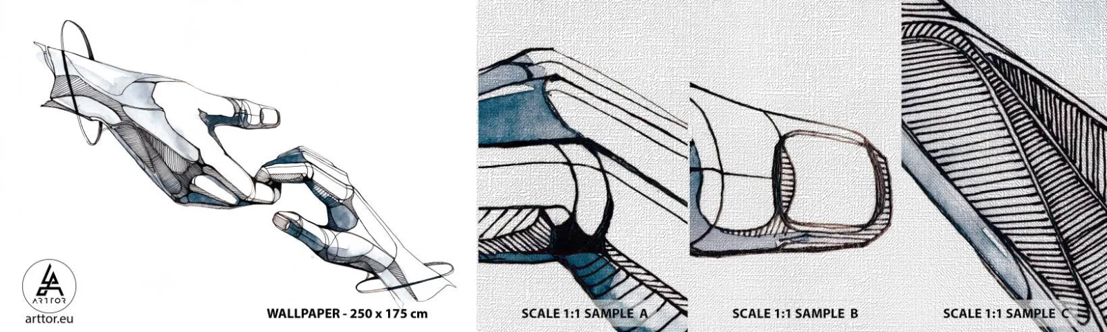 Vzor Fototapety Premium Canvas - Dobré gesto - Abstrakce, Ruce, Grafika - 100x30 cm