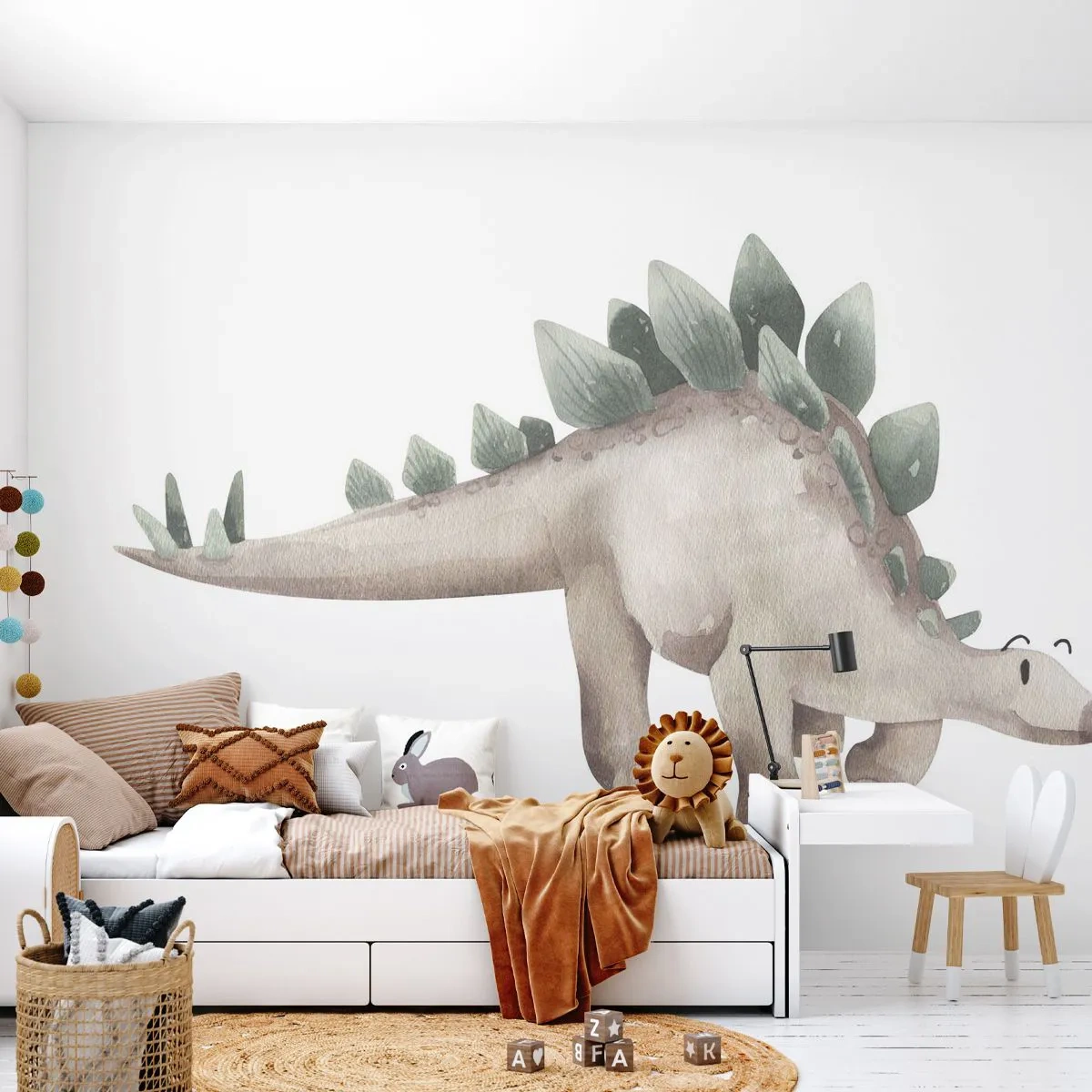 Fototapeta Premium Sand - Váš přítel - Dinosaurus, Dětské, Stegosaurus - 200x140 cm