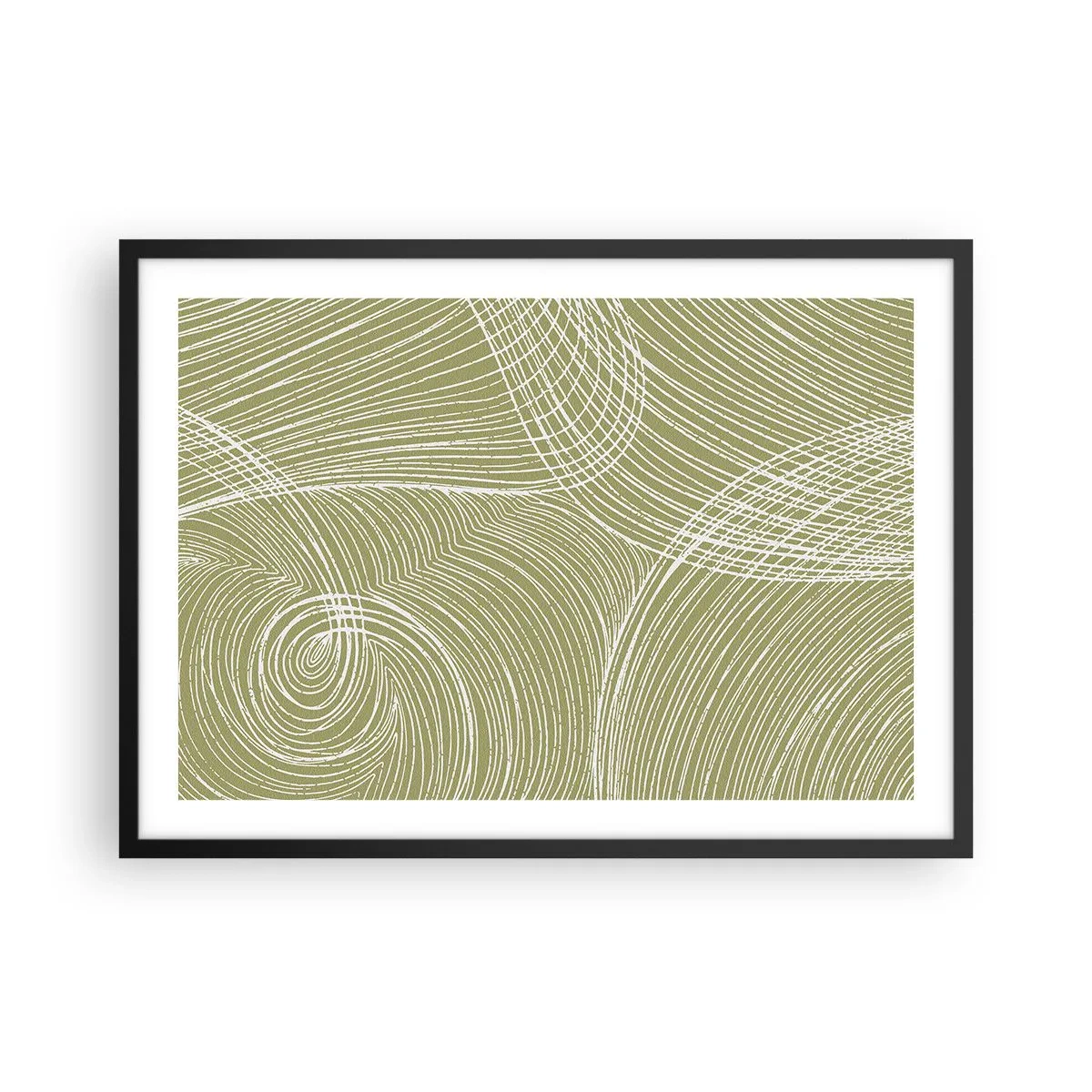 Plakát v černém rámu - Mistrovská abstrakce v bílé - 70x50 cm