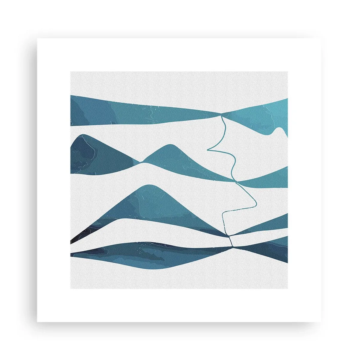 Plakát - Abstrakce: tyrkysový vztah - 30x30 cm