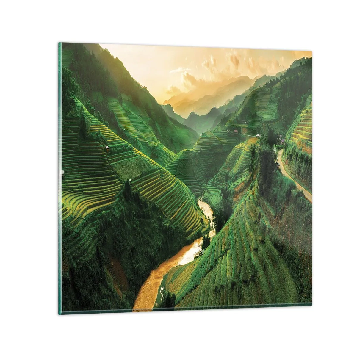 Obraz na skle - Vietnamské údolí - 30x30 cm