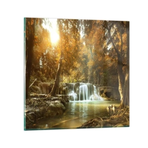 Obraz na skle - Parkový vodopád - 30x30 cm