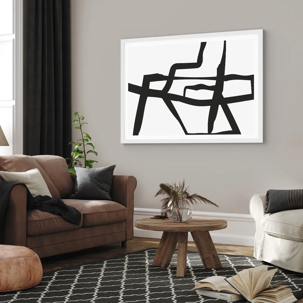 Plakát v bílém rámu - Černobílá konstrukce - 50x40 cm