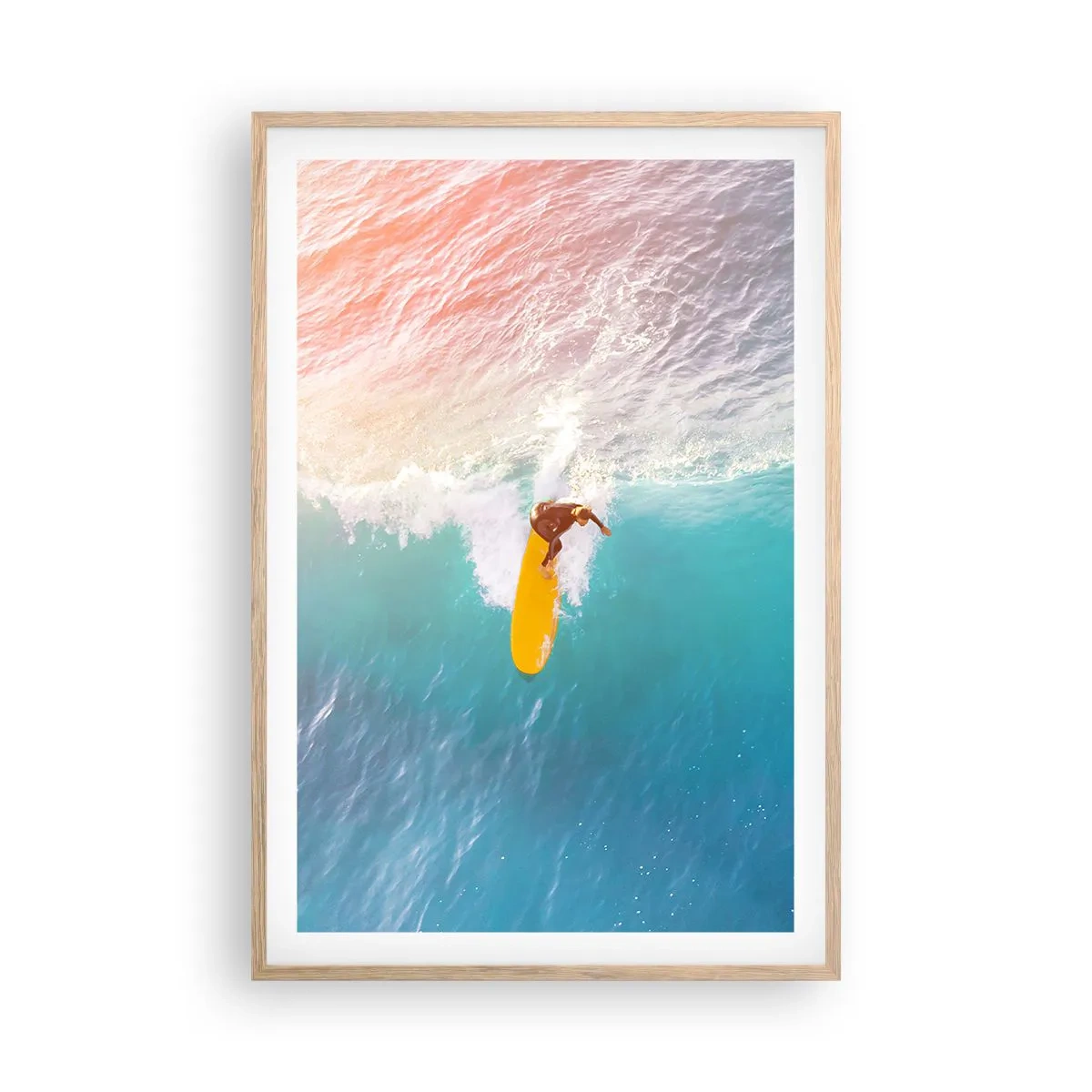 Plakát v rámu světlý dub - Oceanický jezdec - 61x91 cm