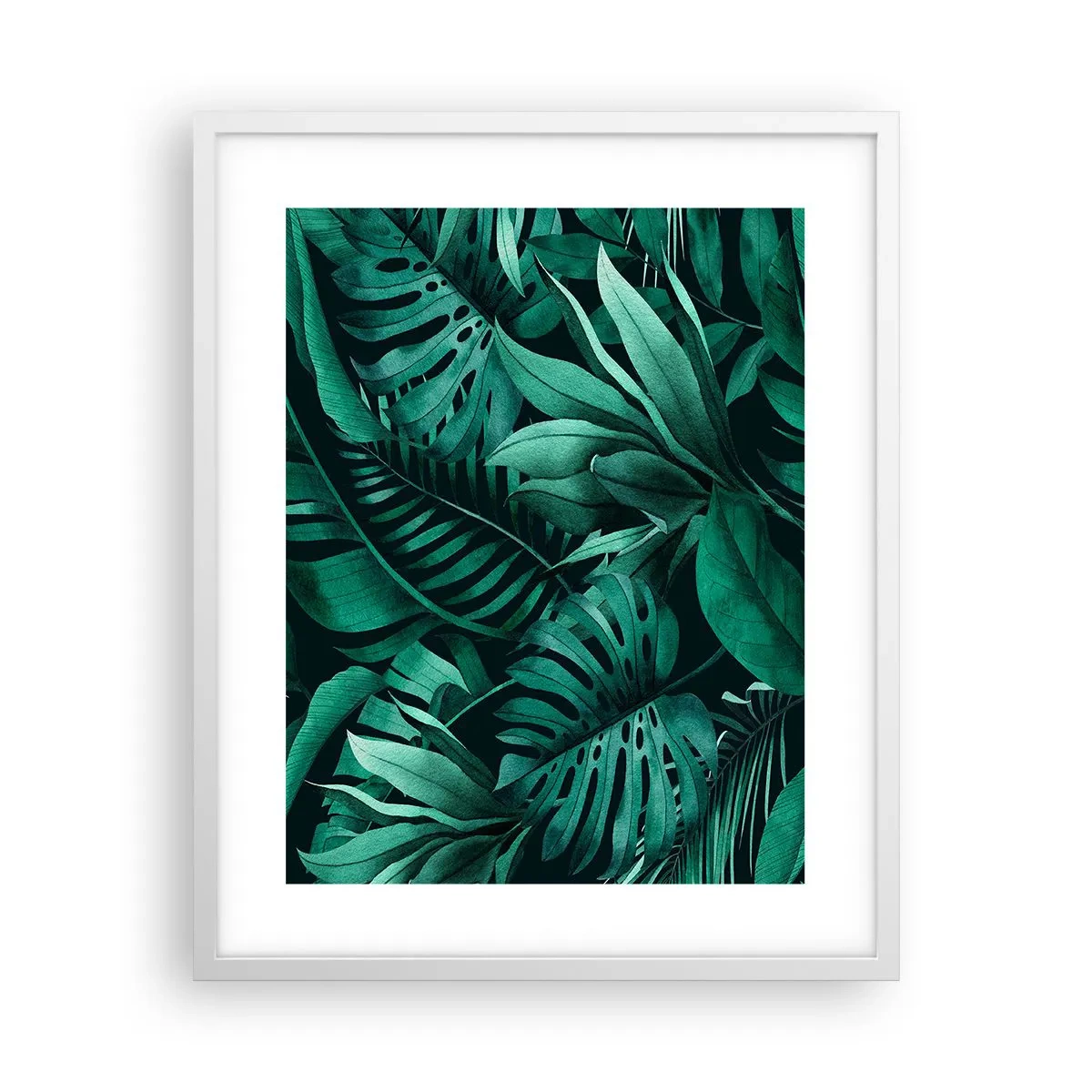Plakát v bílém rámu - Hloubka tropické zeleně - 40x50 cm