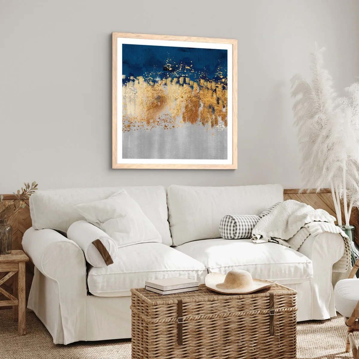 Plakát v rámu světlý dub - Moderní kompozice s jiskrou - 60x60 cm