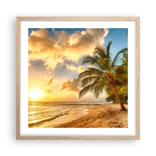 Plakát v rámu světlý dub - Věčné léto, vždy prázdniny - 50x50 cm