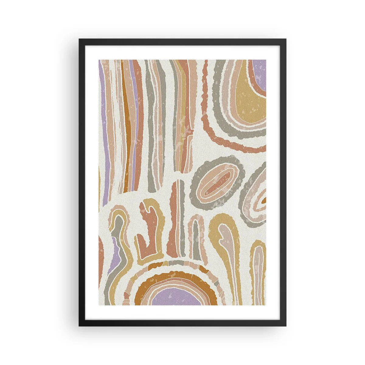 Plakát v černém rámu - Abstraktní organické vzory v teplých zemitých tónech - 50x70cm - Barevné průřezy - Moderní nástěnná dekorace do obývacího pokoje a ložnice ARTTOR