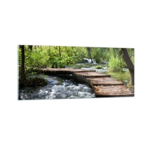 Obraz na skle - U zpěněného vodopádu - 100x40 cm