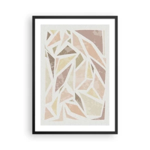 Plakát v černém rámu - Geometrická abstrakce v pastelových odstínech - 50x70cm - Kompozice: vitráž - Moderní nástěnná dekorace do obývacího pokoje a ložnice ARTTOR