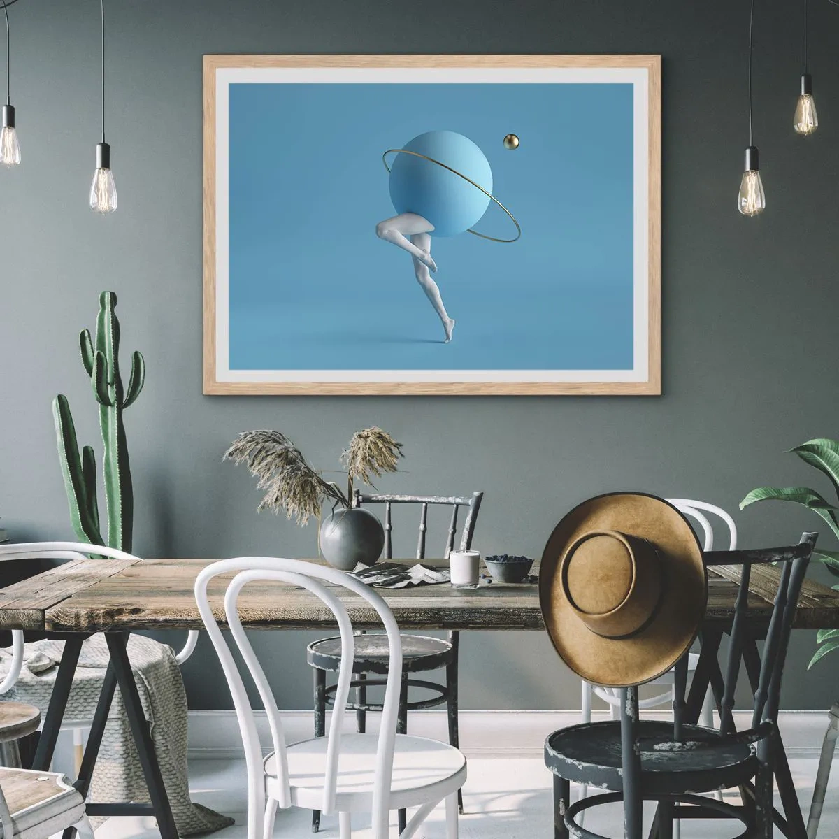 Plakát v rámu světlý dub - Šílenství planet - 70x50 cm