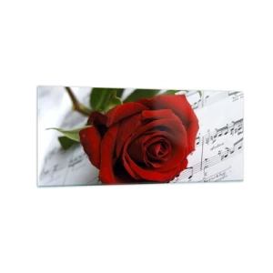 Obraz na skle - Hudba pocitu v šarlatové - 120x50 cm