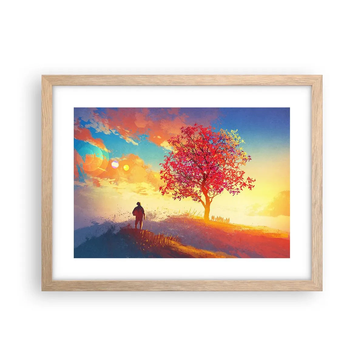 Plakát v rámu světlý dub - Poutník u cíle - 40x30 cm