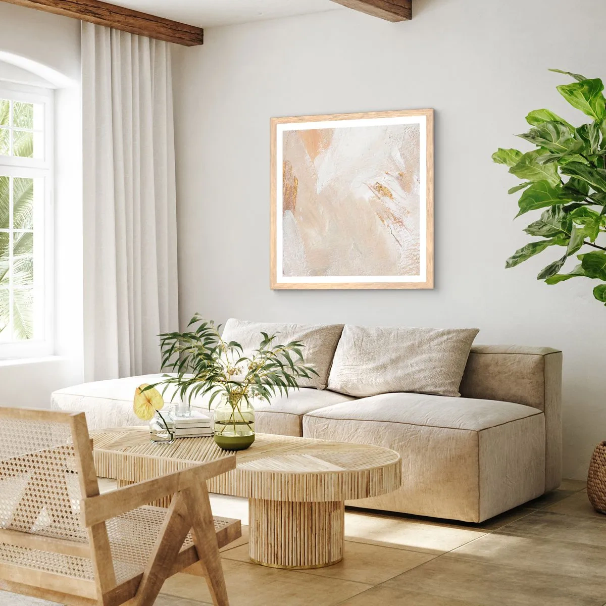 Plakát v rámu světlý dub - Pastelová kompozice - 30x30 cm