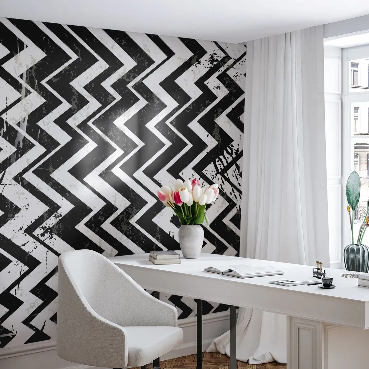 Fototapeta Samolepicí Deluxe Sticker - Cik-bílé, cik-černé - Abstrakce, Kus, Černý a bílý - 250x175 cm