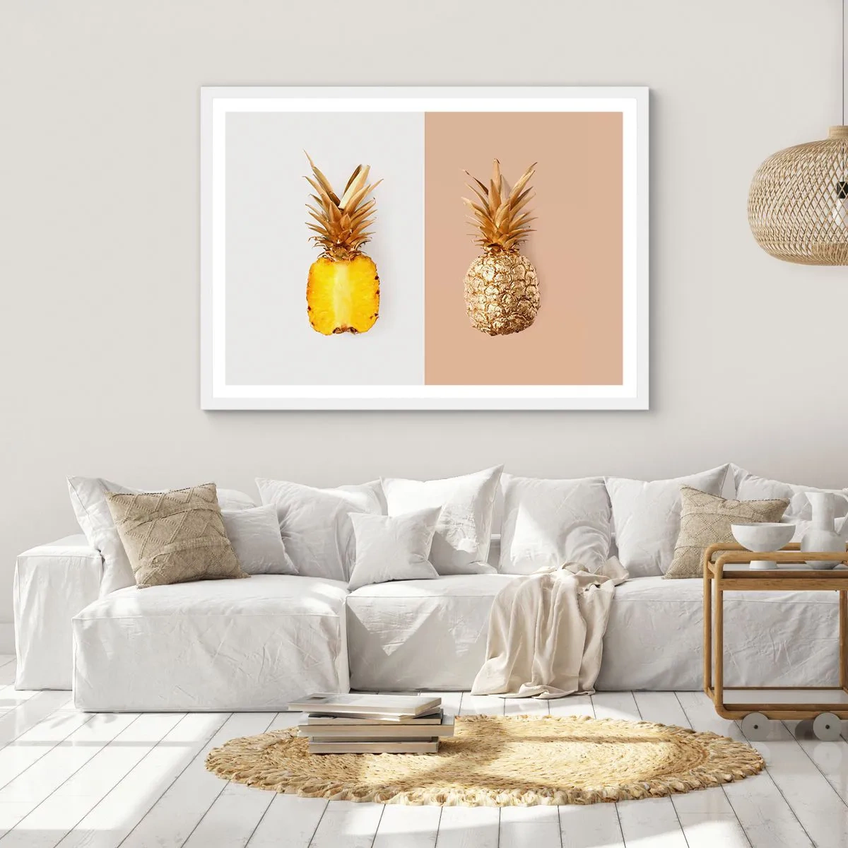 Plakát v bílém rámu - Ananas pro nás - 91x61 cm