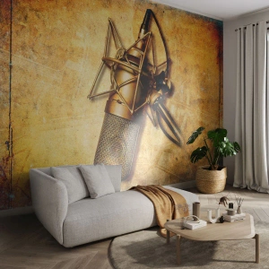 Fototapeta Premium Sand - Zlaté roky rádia - Mikrofon, Hudba, Retro - 300x210 cm