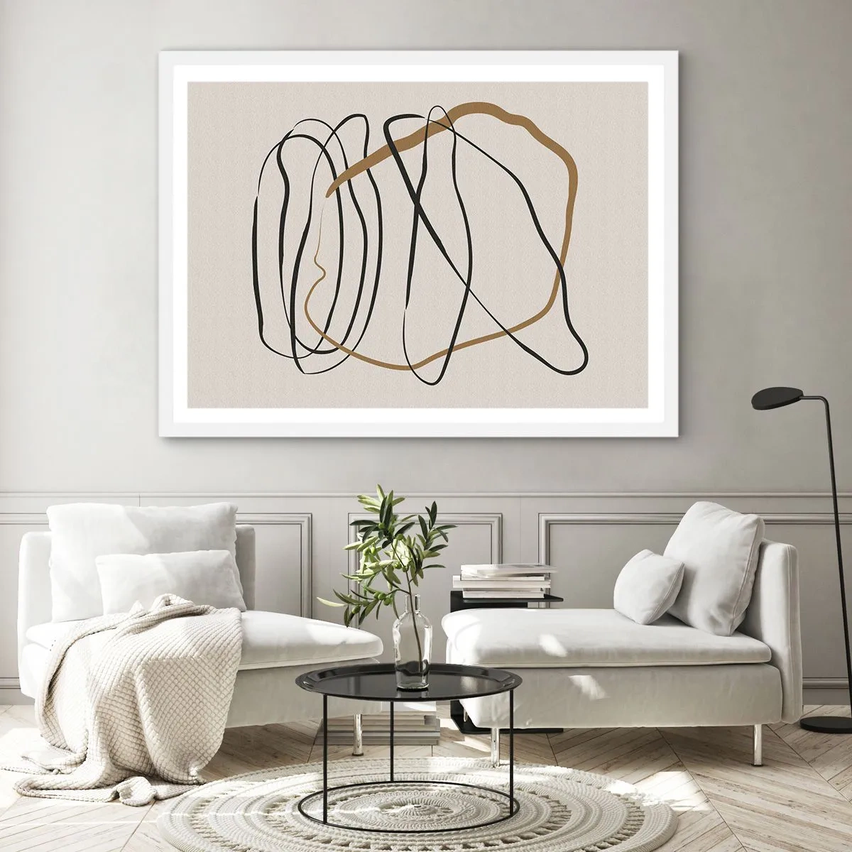 Plakát v bílém rámu - Kompozice – tanec ve smyčce - 100x70 cm