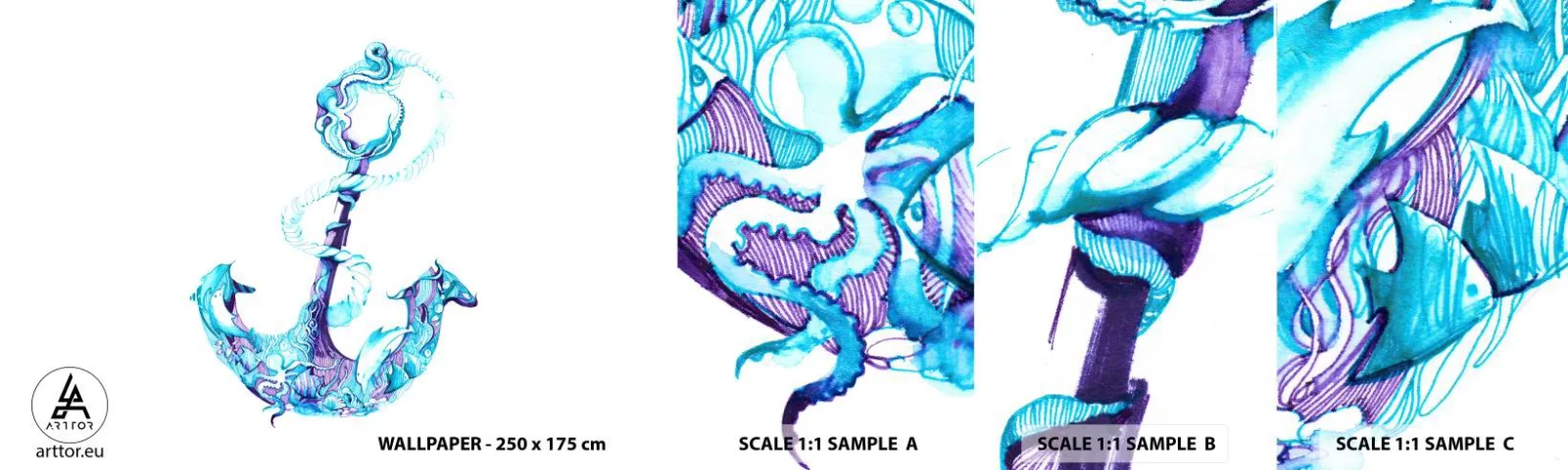 Vzor Fototapety Samolepicí Deluxe Sticker - Důvěrnice tajemství moře - Abstrakce, Kotva, Moře - 100x30 cm