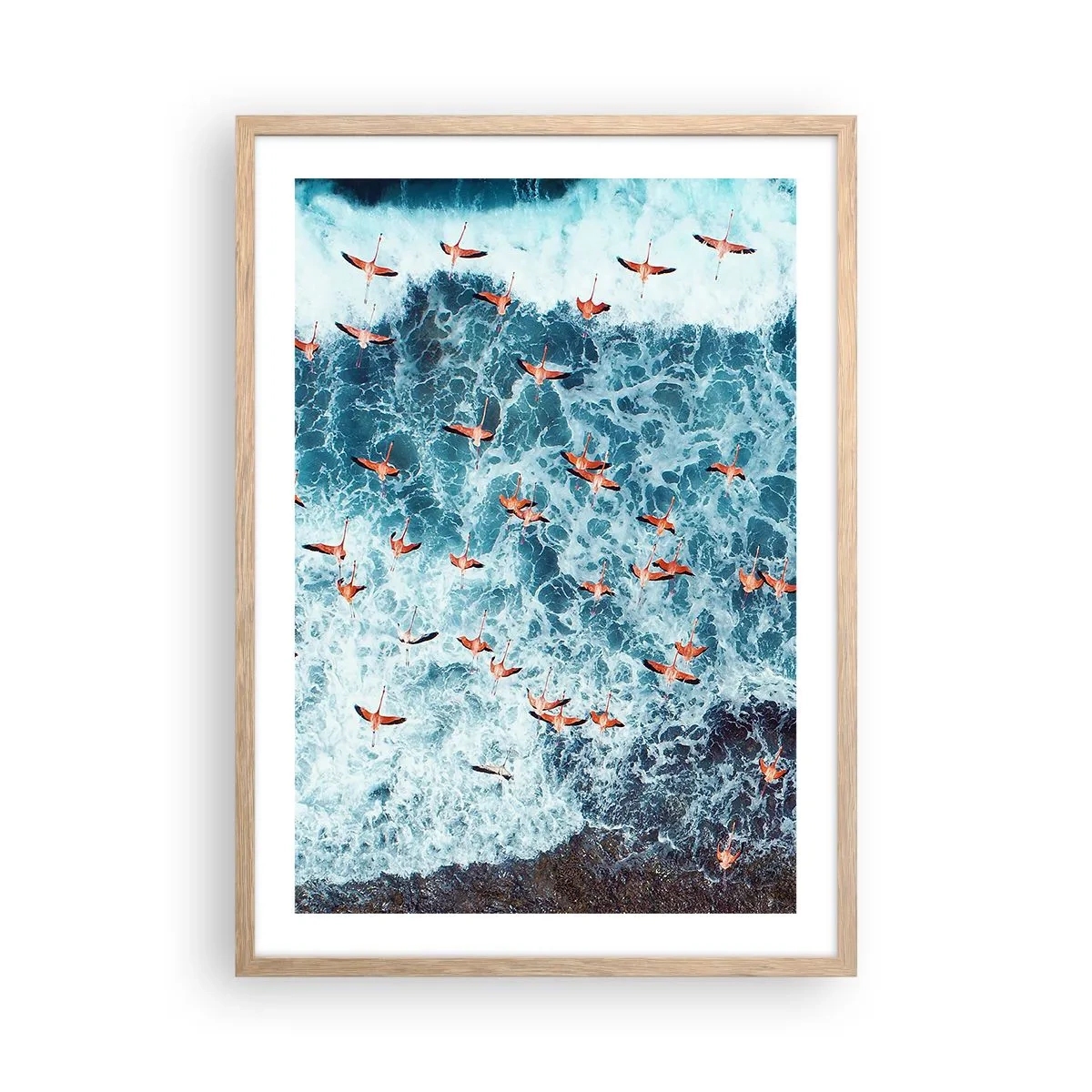 Plakát v rámu světlý dub - Přímořský průvod - 50x70 cm