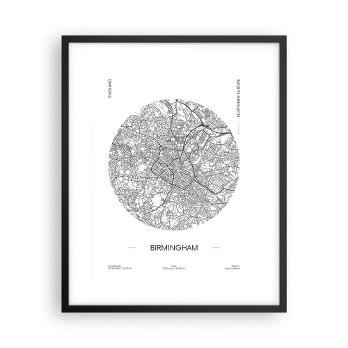Plakát v černém rámu - Anatomie Birminghamu - 40x50 cm