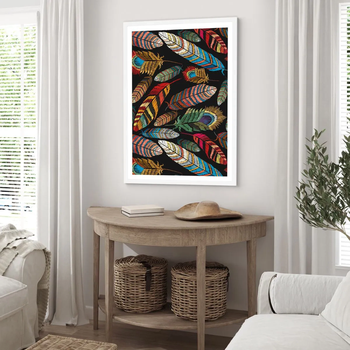 Plakát v bílém rámu - Ptačí karneval - 70x100 cm