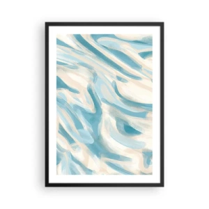Plakát v černém rámu - Abstraktní vlny v modrých a béžových odstínech - 50x70cm - Jarní závany - Moderní nástěnná dekorace do obývacího pokoje a ložnice ARTTOR