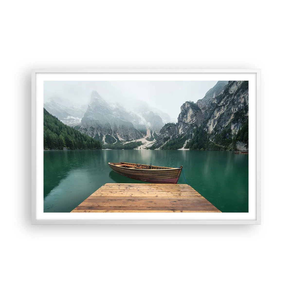 Plakát v bílém rámu - „Hrdé skály vepředu“ - 91x61 cm