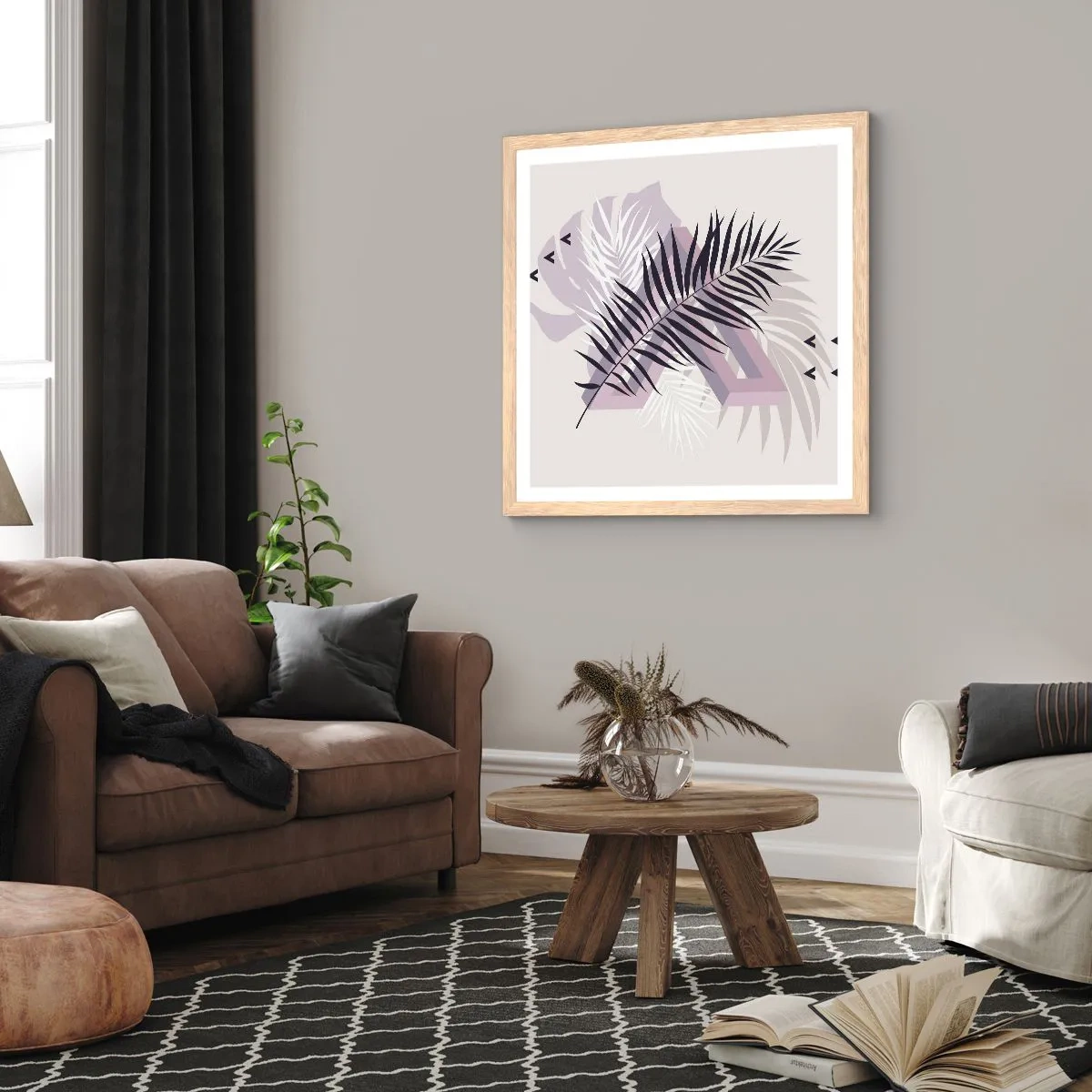 Plakát v rámu světlý dub - Stín stínu - 60x60 cm