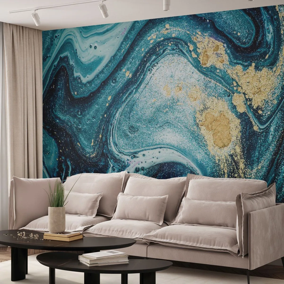 Fototapeta Samolepicí Deluxe Sticker - Modrý vír - Abstrakce, Kus, Moderní vzor - 250x175 cm