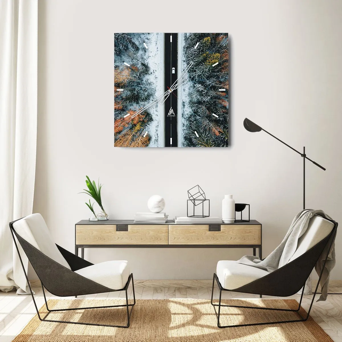 Nástěnné hodiny - Přes zimní les - 40x40 cm