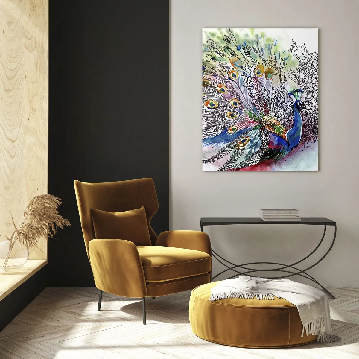 Obraz na skle - S pýchou proti šedi  - 70x100 cm