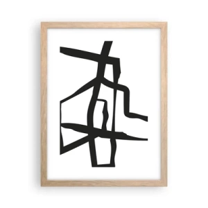 Plakát v rámu světlý dub - Černobílá konstrukce - 30x40 cm