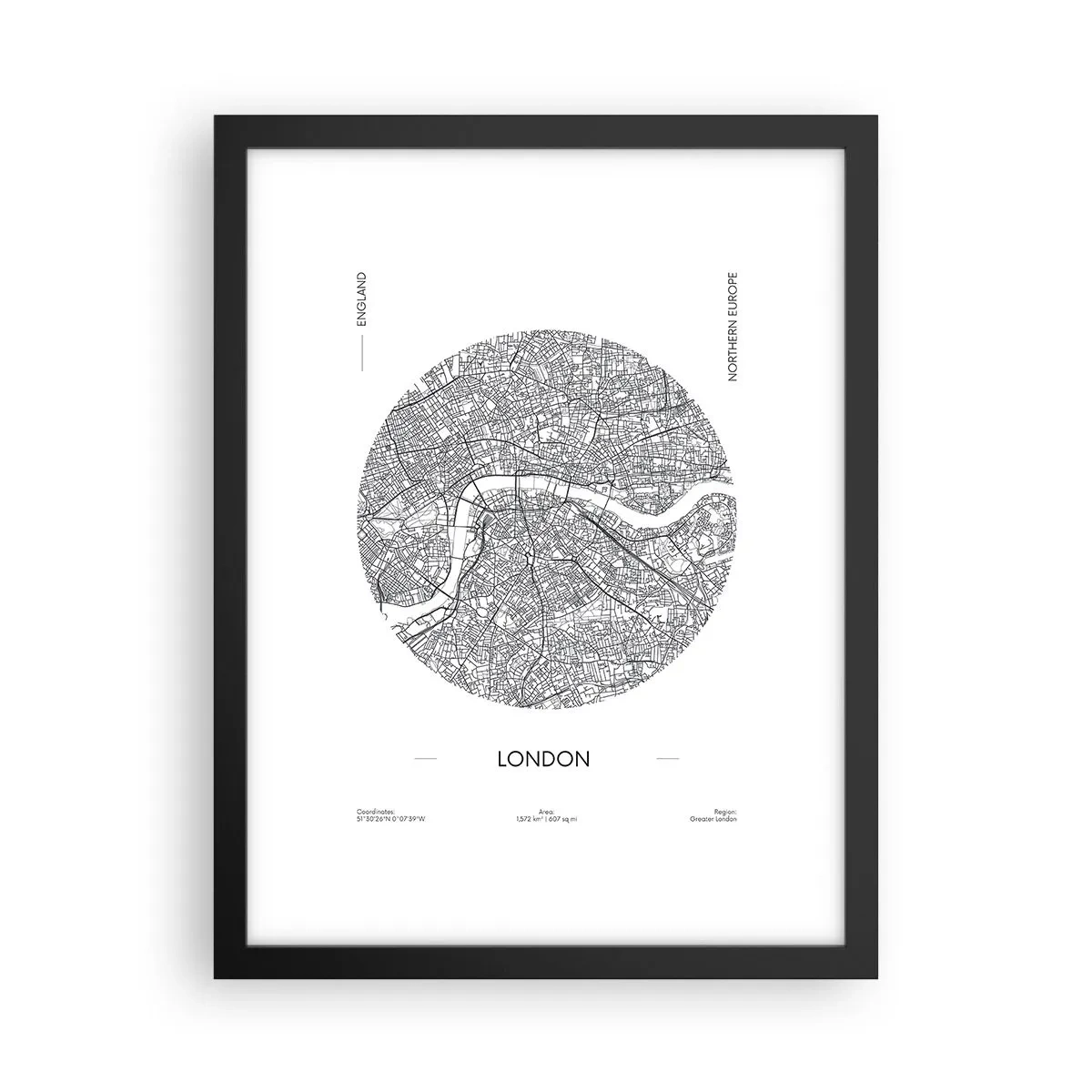 Plakát v černém rámu - Anatomie Londýna - 30x40 cm