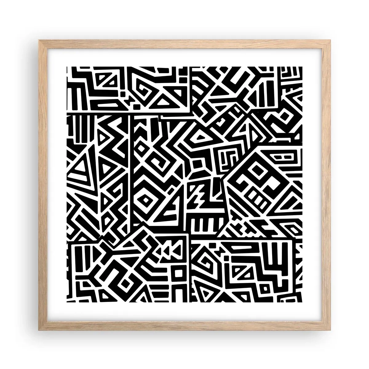 Plakát v rámu světlý dub - Předkolumbovská kompozice - 50x50 cm