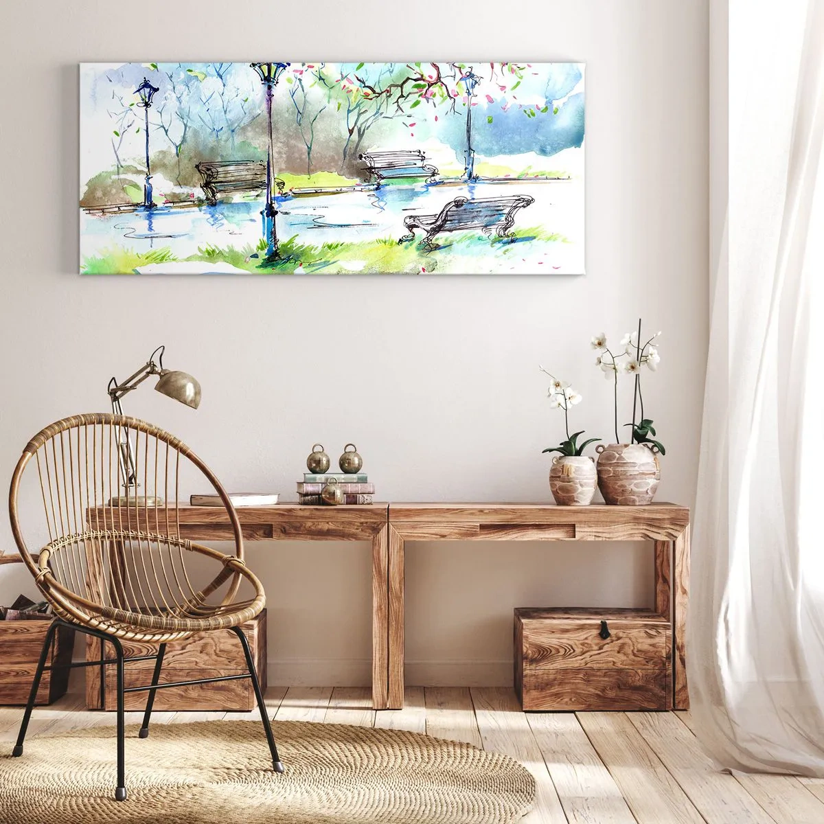 Obraz na plátně - Kouzlo parkového ticha - 90x30 cm