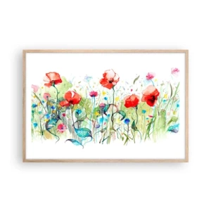 Plakát v rámu světlý dub - Kvetoucí louka v květnu - 91x61 cm