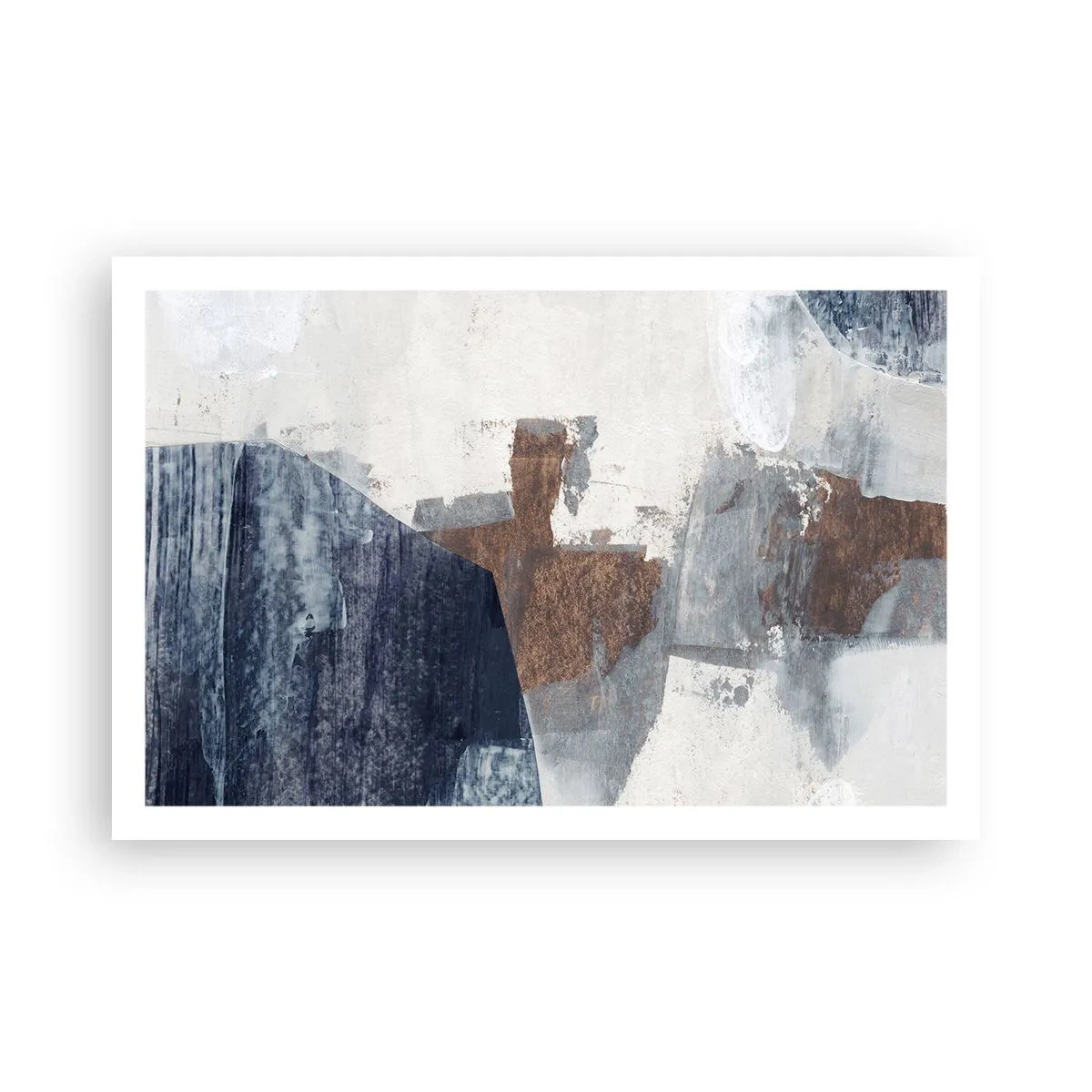 Plakát - Modro-hnědé tvary - 91x61 cm
