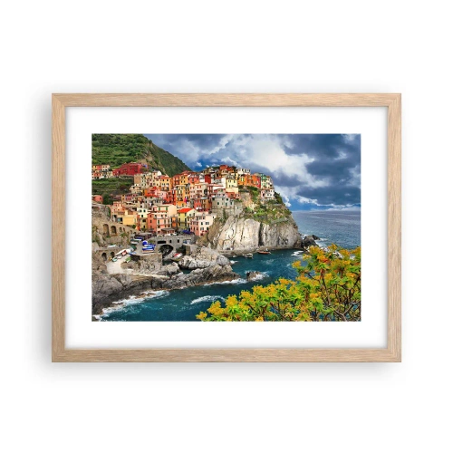 Plakát v rámu světlý dub - Hromádka přitulená ke skalám - 40x30 cm