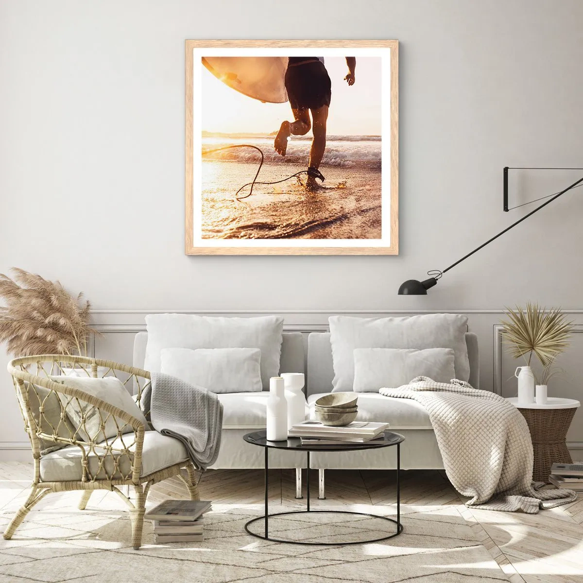 Plakát v rámu světlý dub - Vstříc vlně - 60x60 cm