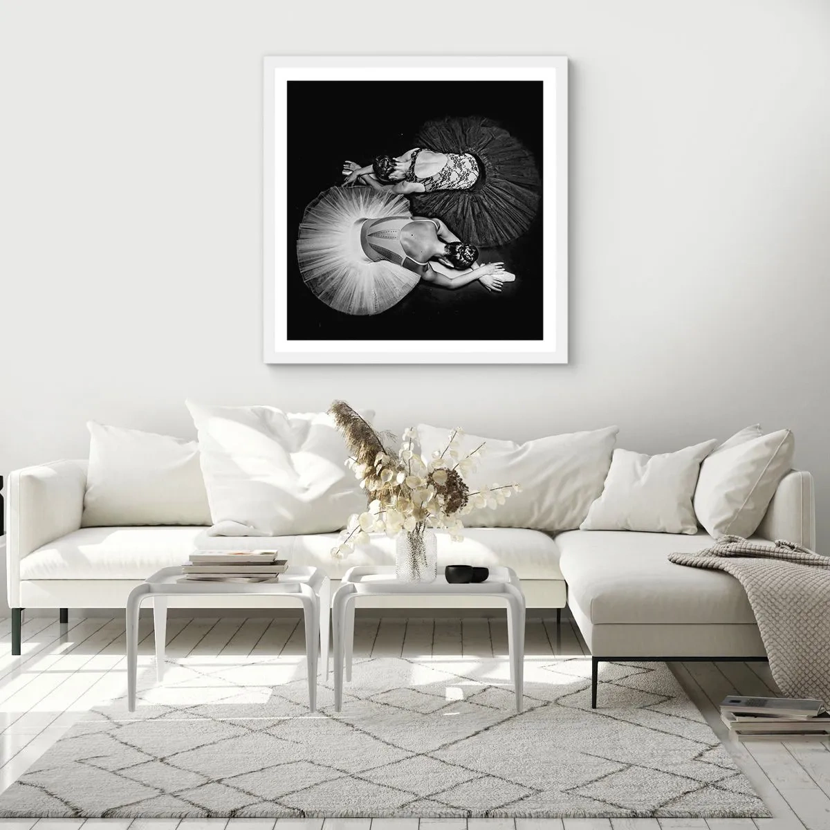 Plakát v bílém rámu - Jin a jang – dokonalá rovnováha - 40x40 cm