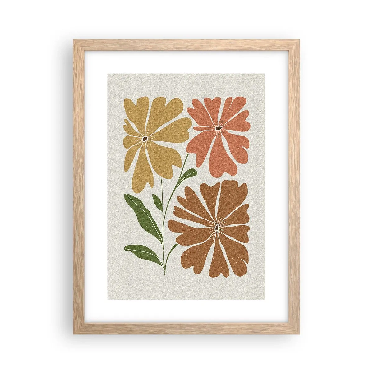 Plakát v rámu světlý dub - Příroda a geometrie - 30x40 cm