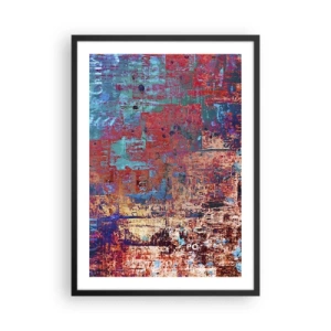 Plakát v černém rámu - Barevná abstrakce s intenzivními odstíny červené a modré - 50x70cm - Paměť a zapomnění - Moderní nástěnná dekorace do obývacího pokoje a ložnice ARTTOR