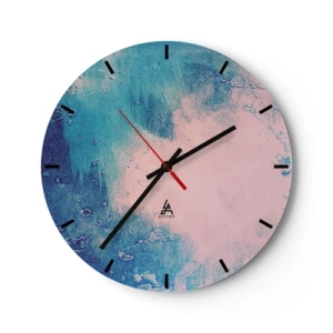 Nástěnné hodiny - Abstraktní kompozice v odstínech modré a růžové - 30x30cm - Modrá objetí - Moderní nástěnná dekorace do obývacího pokoje, kuchyně a ložnice ARTTOR