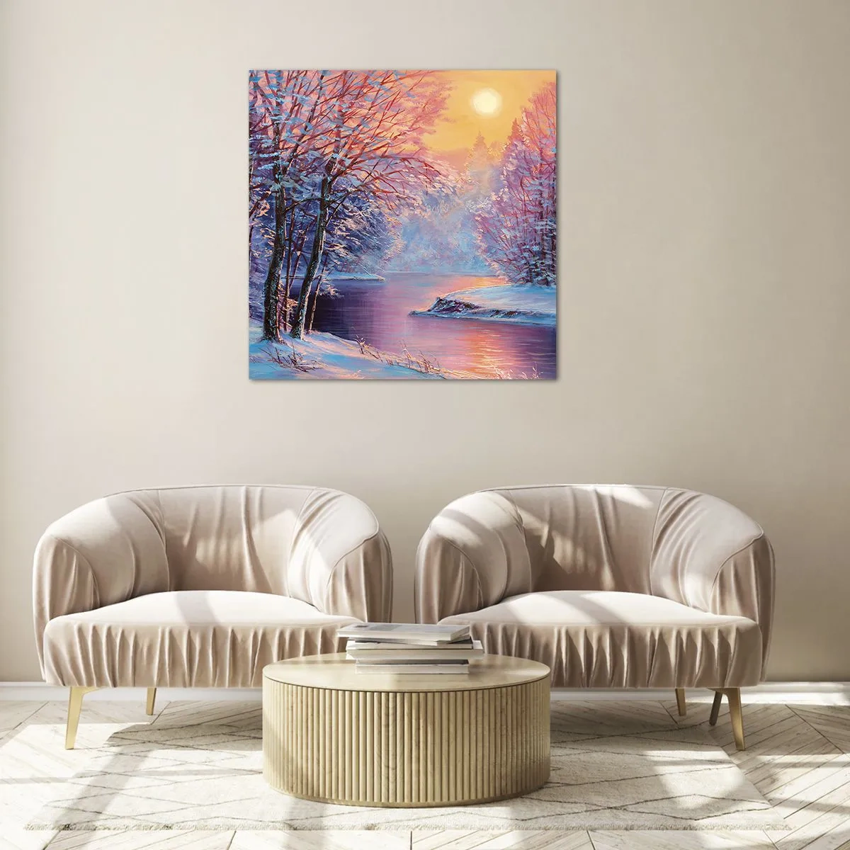 Obraz na skle - Barvy zimy - 30x30 cm