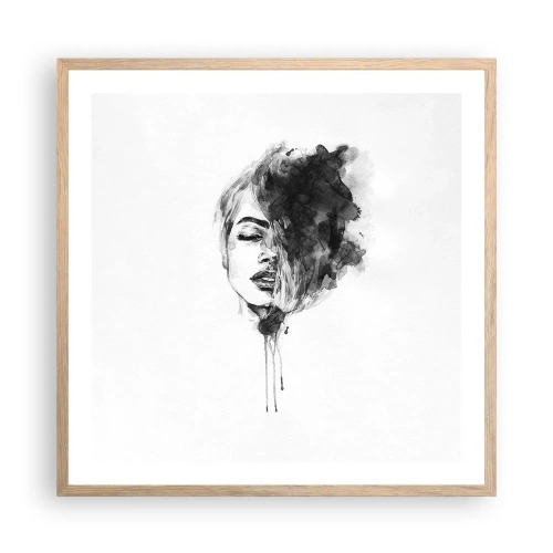 Plakát v rámu světlý dub - O čem sní dívka - 60x60 cm