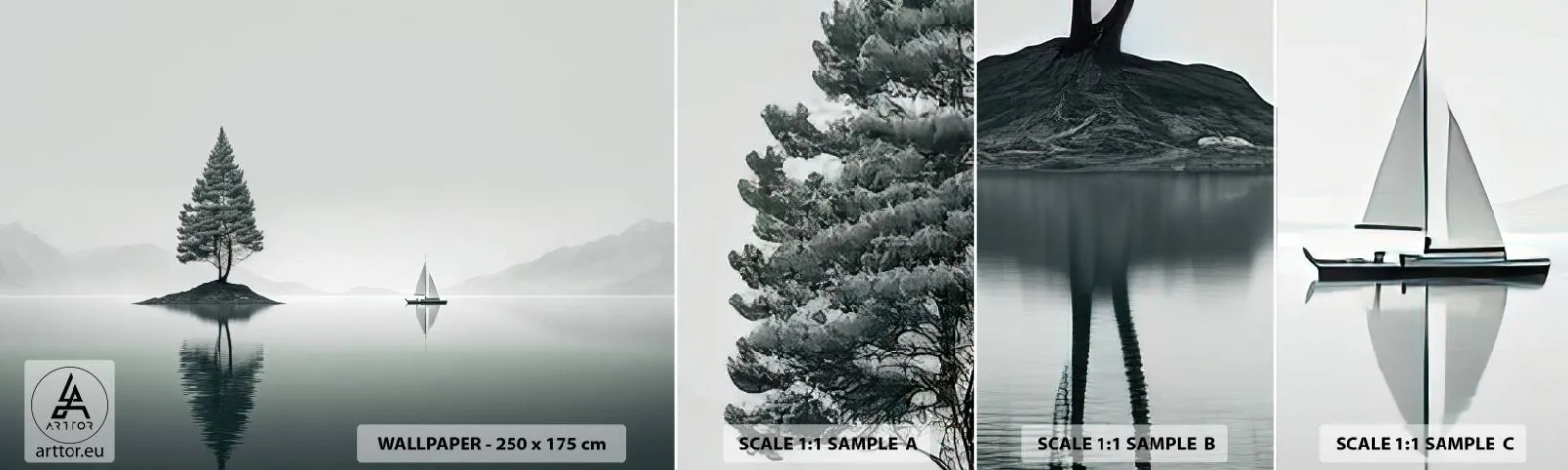 Vzor Fototapety Samolepicí Deluxe Sticker - Snění - Klid, Plachetnice, jezero - 100x30 cm