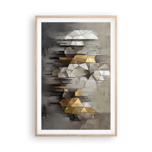 Plakát v rámu světlý dub - Kompozice z ledu a světla - 61x91 cm