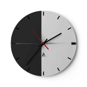 Nástěnné hodiny - Minimalistická abstrakce v černé a bílé - 30x30cm - Přímo k cílu - Moderní nástěnná dekorace do obývacího pokoje, kuchyně a ložnice ARTTOR