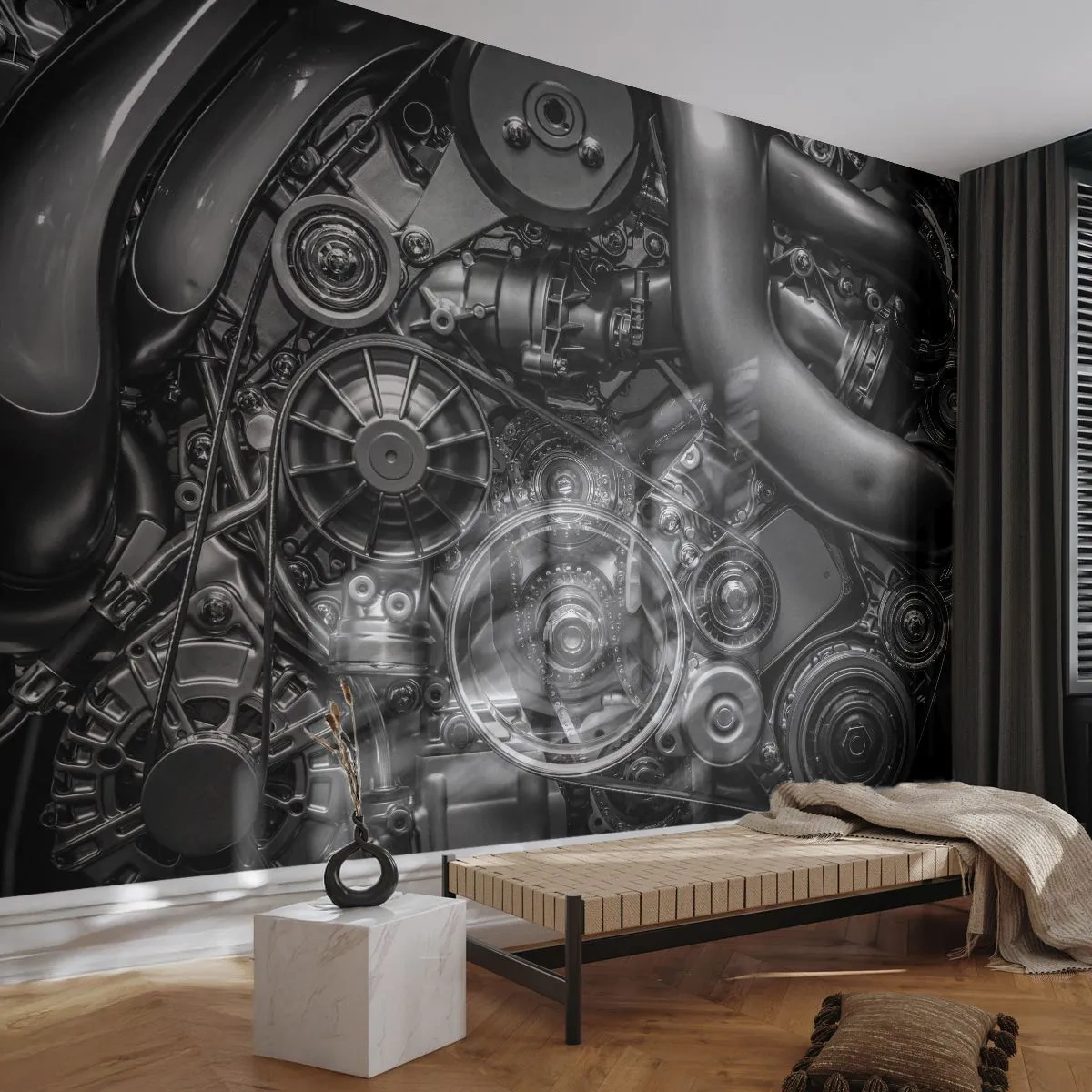 Fototapeta Samolepicí Deluxe Sticker - Poezie mechaniky - Motor, Mechanik, Kov - 500x350 cm